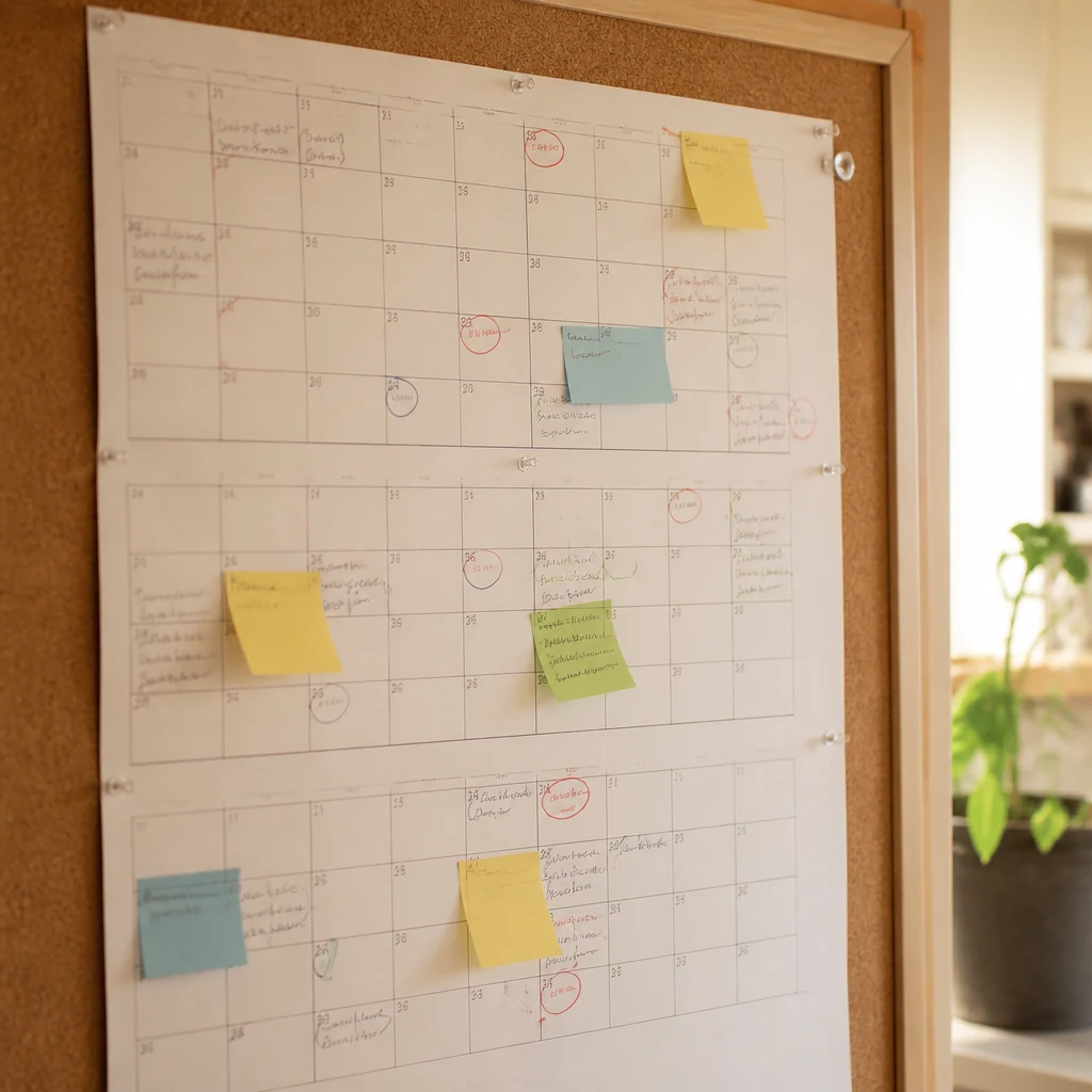 Planning mural avec dates cles du calendrier d orientation post troisieme entourees en couleur