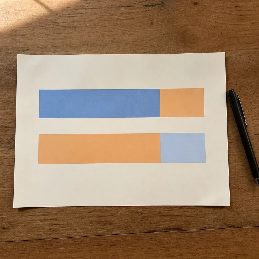 Schema papier comparant deux barres horizontales representant la repartition 80 20 du PASS et de la LAS en couleurs inversees