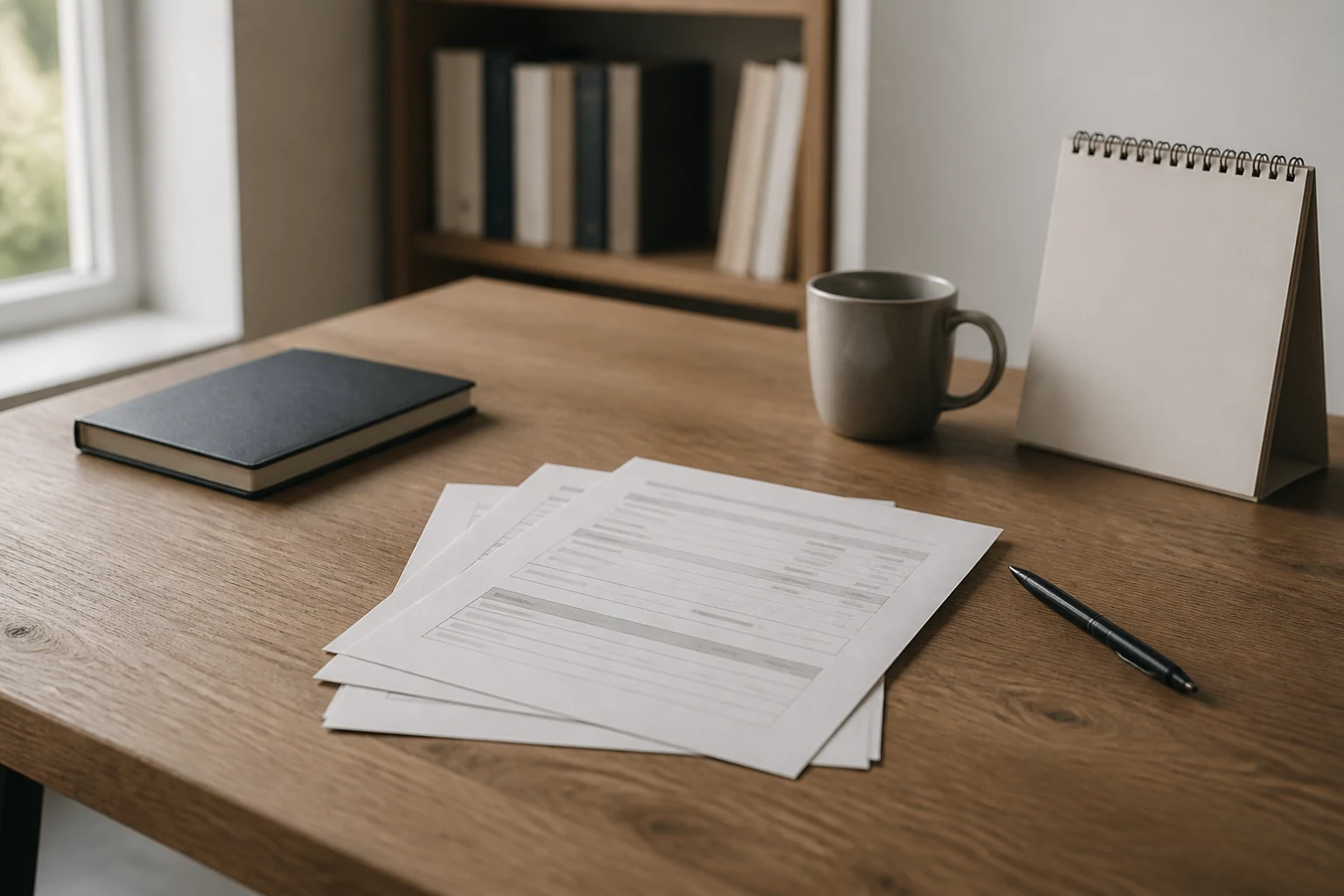 Plan de travail de lycee professionnel avec convention de stage agrafee bloc-notes et stylo